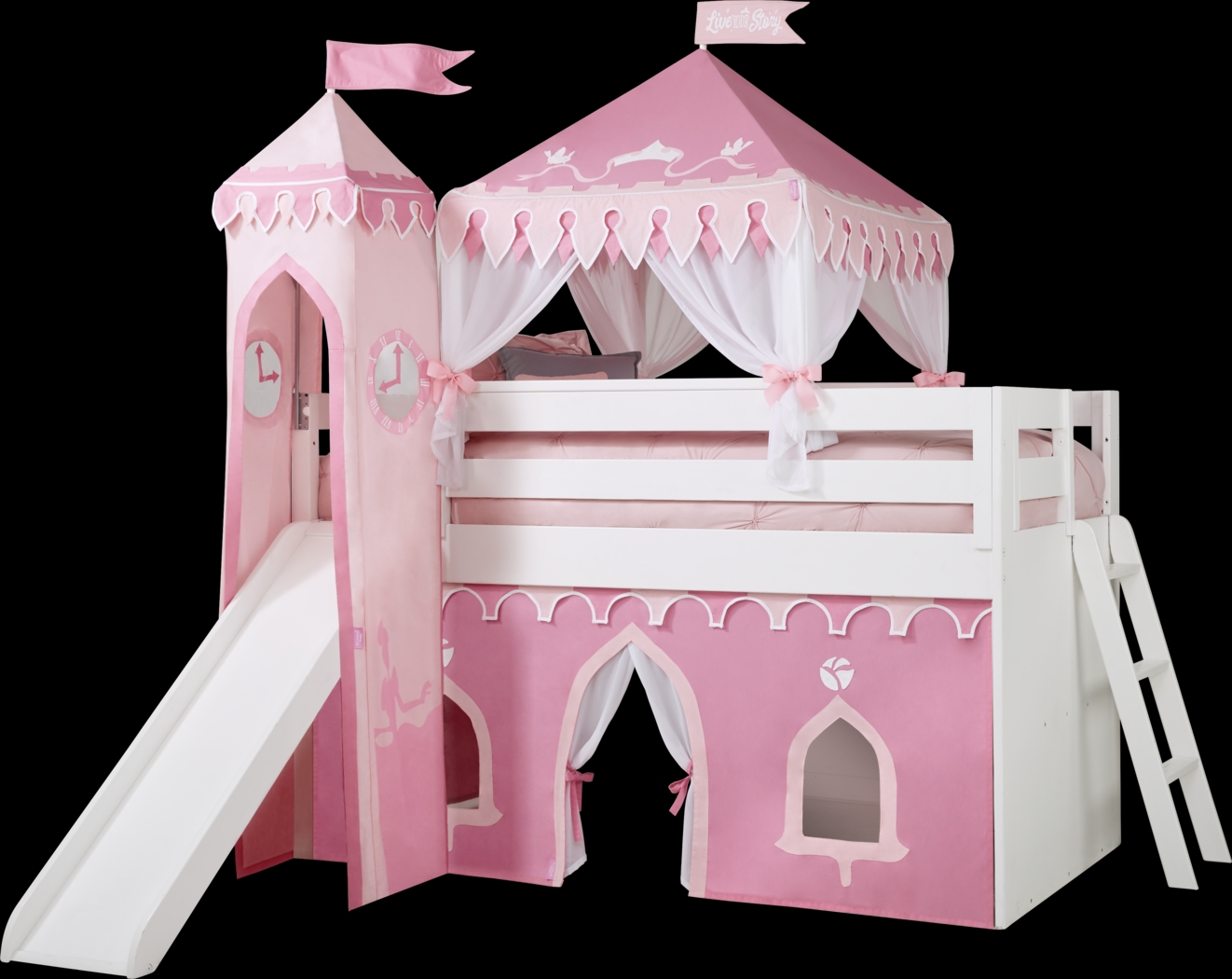 Disney Princess Fairytale White Loft Bed with Slide and Tower - Thumbnail - Image 1