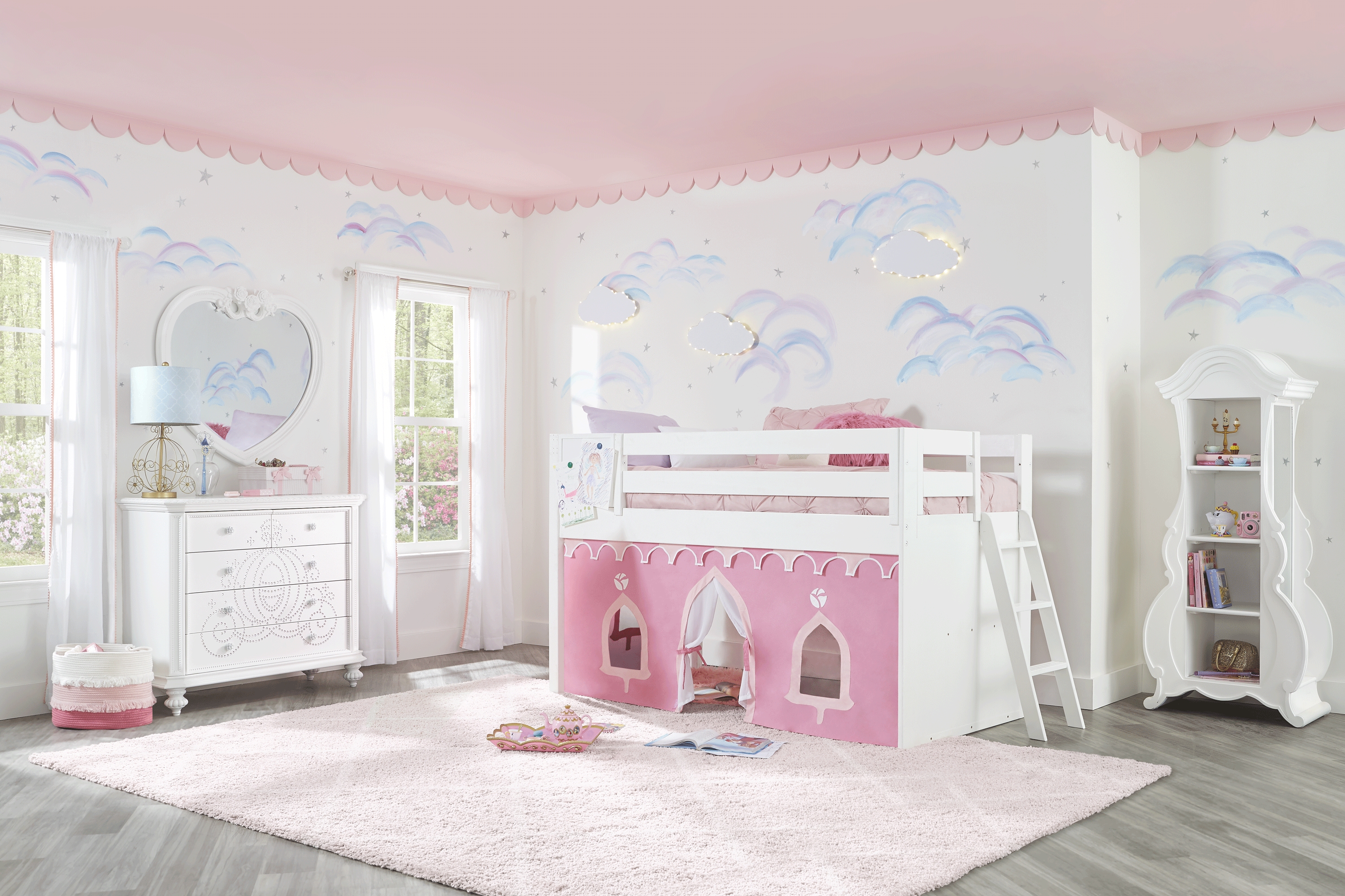 Disney Princess Fairytale White Loft Bed with Whiteboard - Thumbnail - Image 2