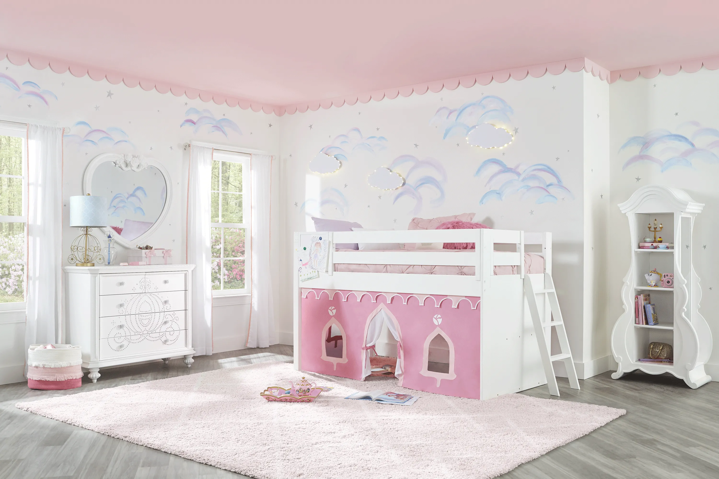 Disney Princess Fairytale White Loft Bed with Activity Panel - Thumbnail - Image 2