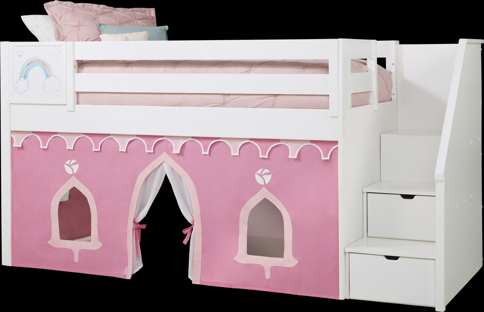 Disney Princess Fairytale White Step Loft Bed with Activity Panel - Thumbnail - Image 1