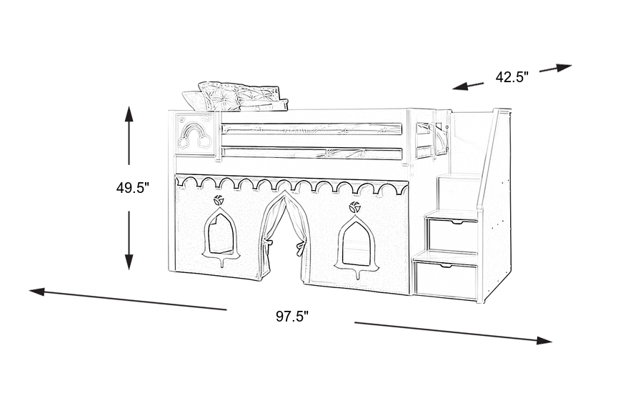 Dimension Image. Please refer to the Dimension Tab on this page for dimension details.