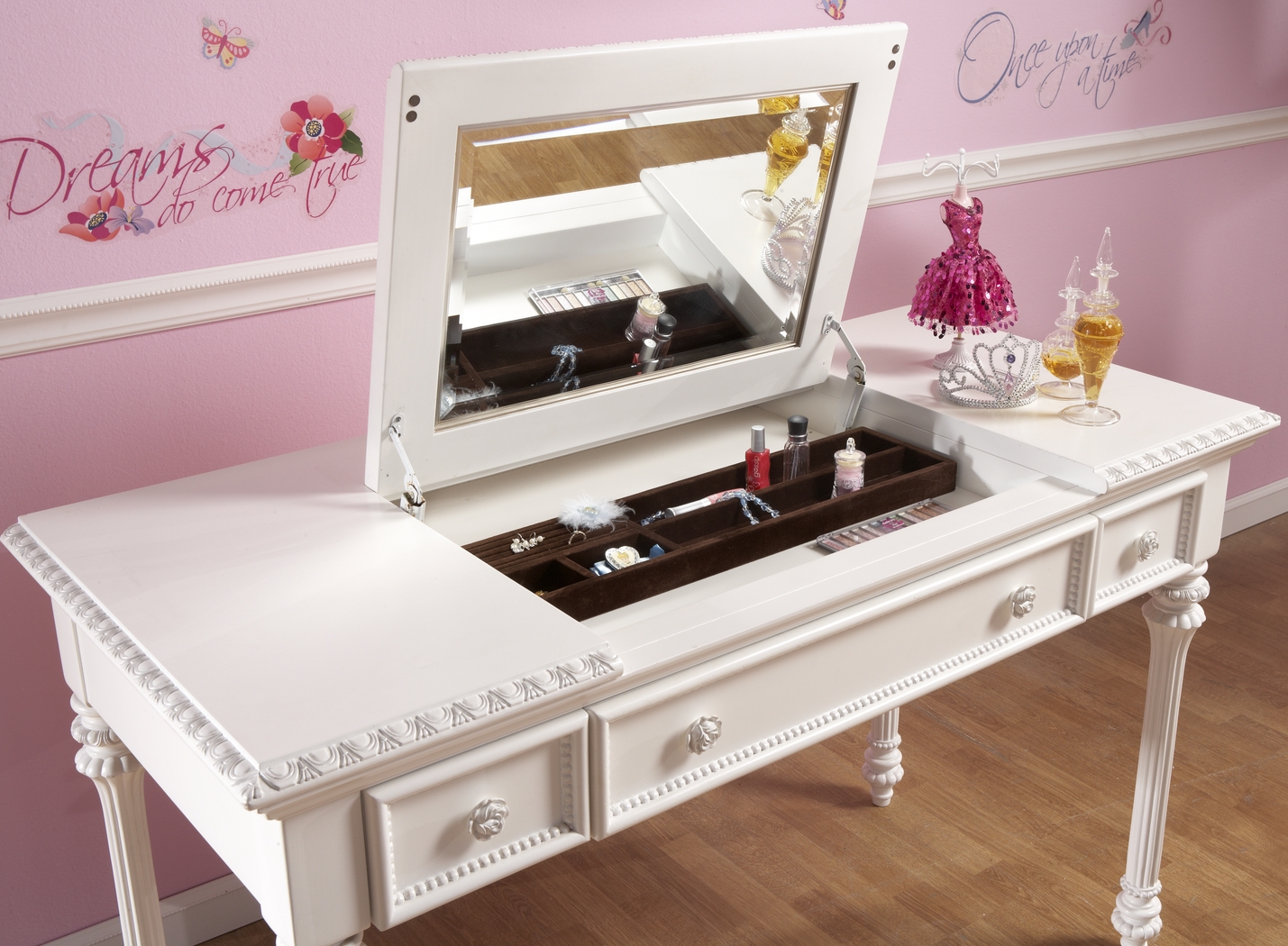 Disney Princess Fairytale White Vanity Desk with Hutch - Thumbnail - Image 2