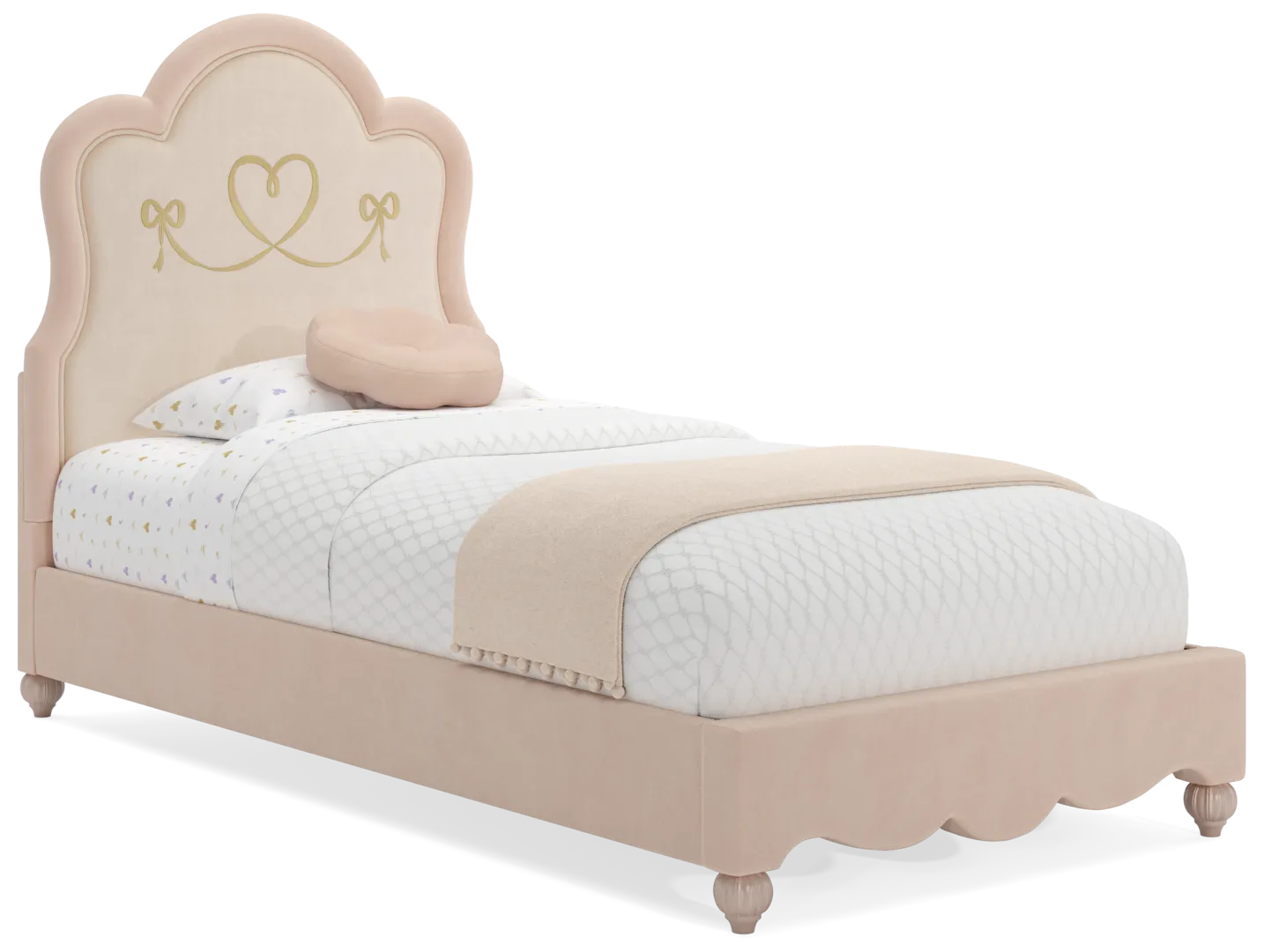 pink twin upholstered bed