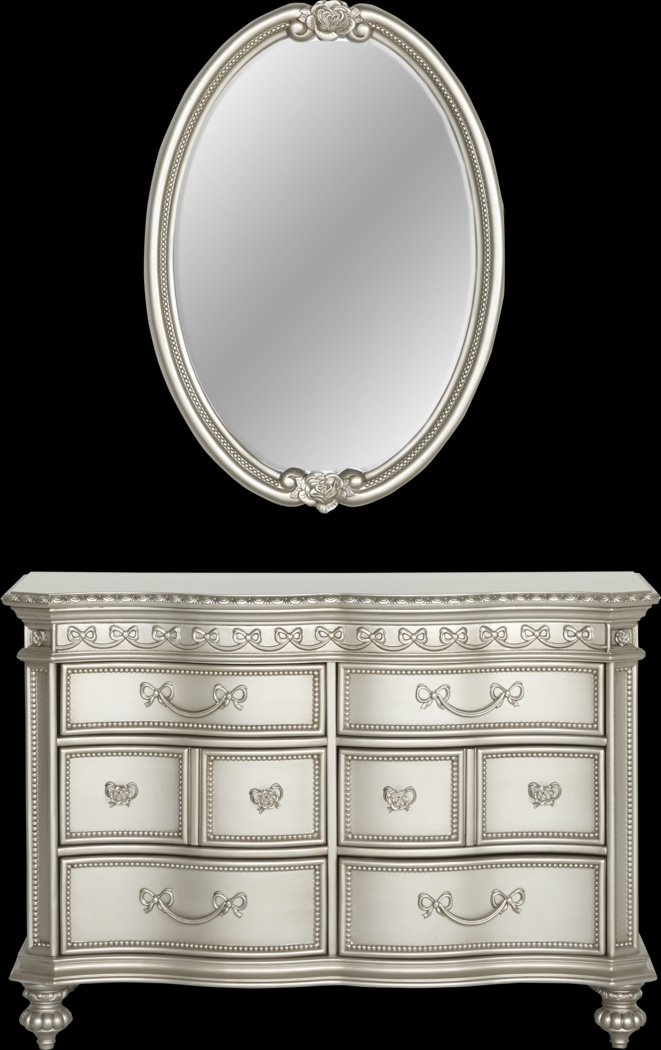 Disney Princess Fairytale Silver 6 Drawer Dresser & Oval Mirror Set - Thumbnail - Image 1
