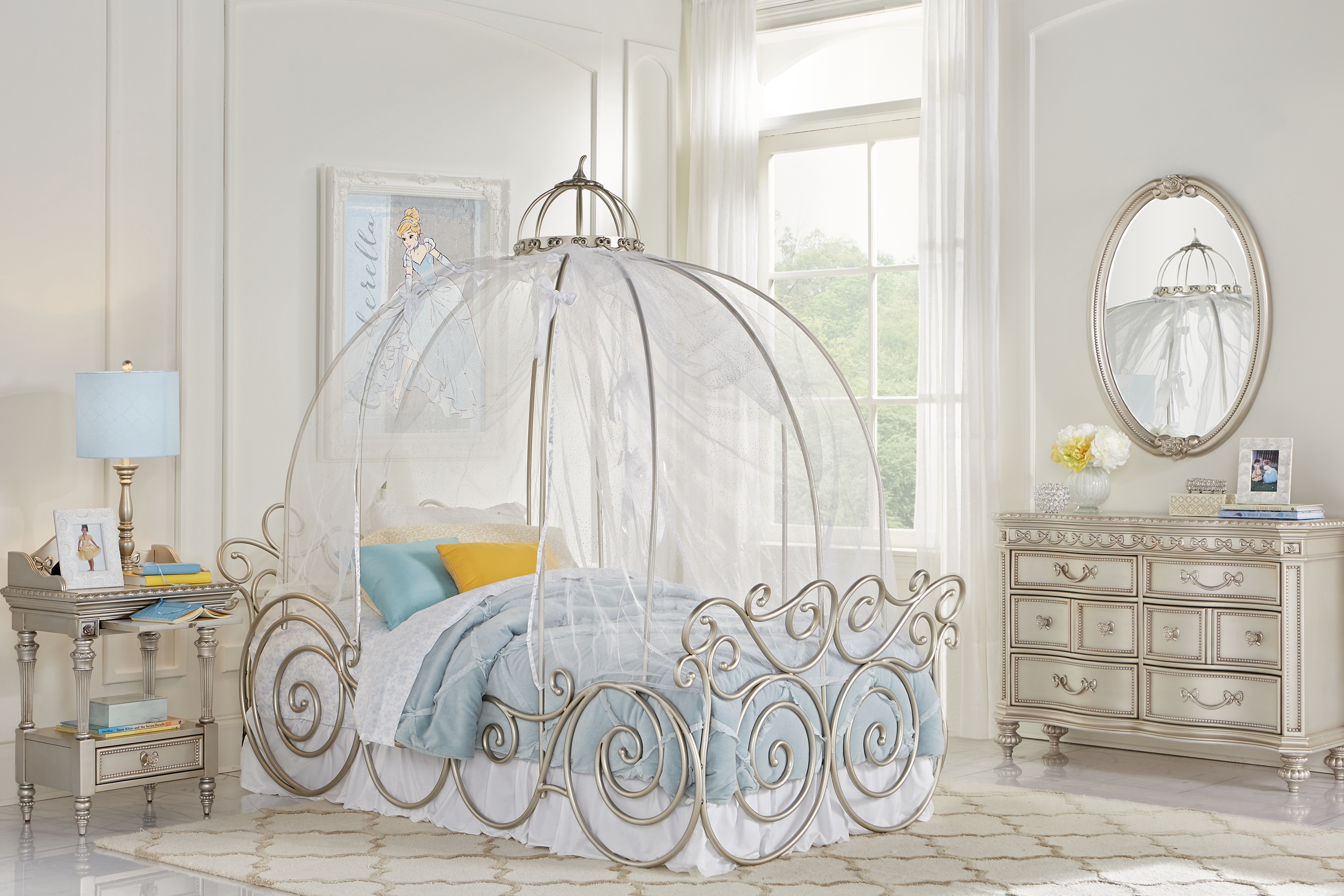 Disney Princess Silver 6 Pc Twin Carriage Bedroom - Thumbnail - Image 1
