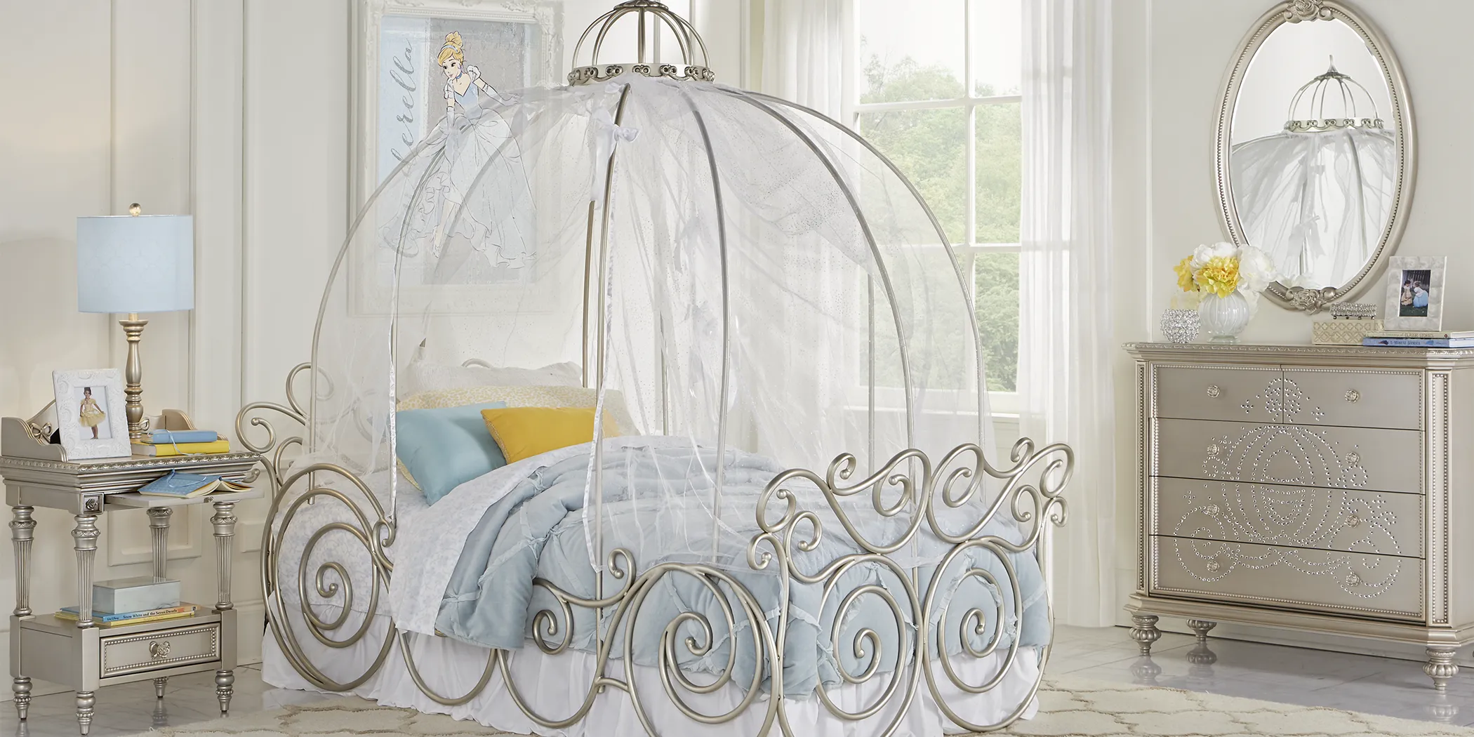 Disney Princess Silver 6 Pc Twin Carriage Bedroom - Thumbnail - Image 1