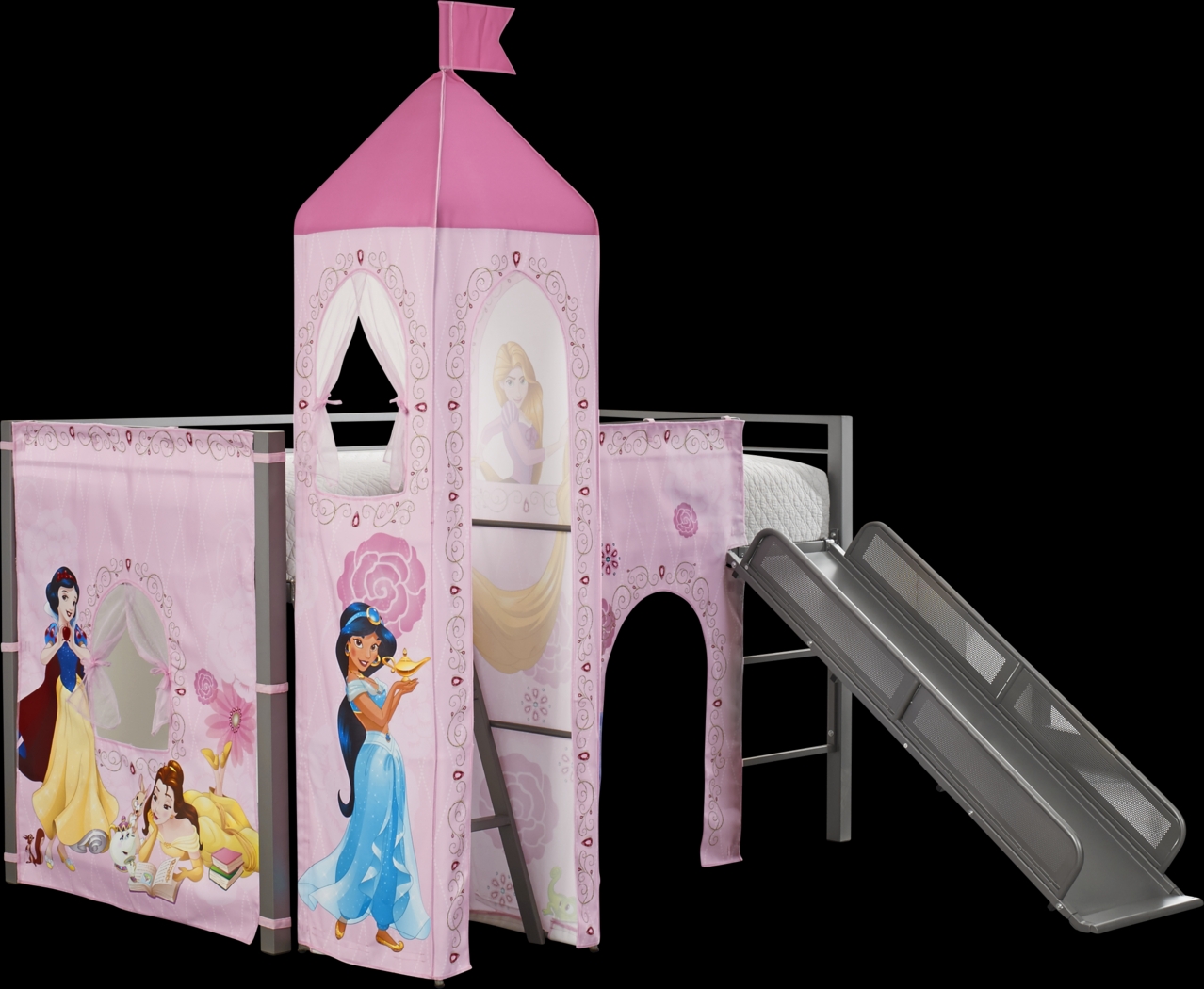 Disney Princess Silver Jr. Tent Loft Bed with Slide and Tower - Thumbnail - Image 1