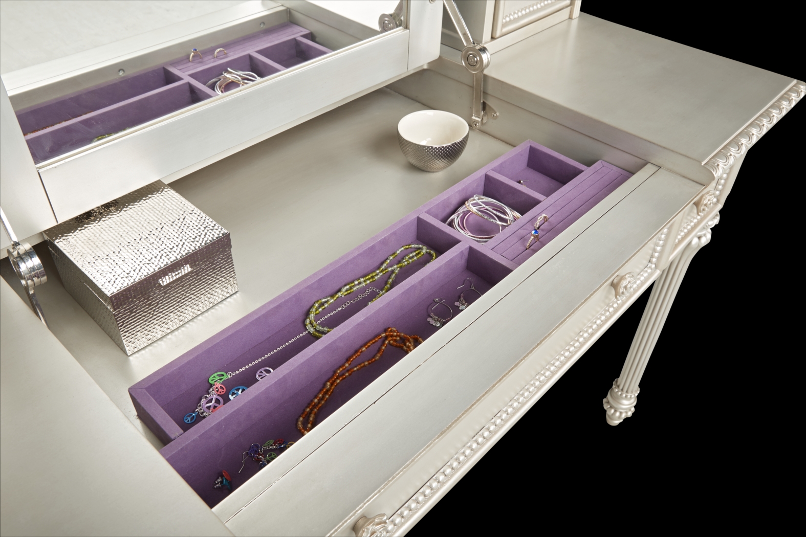 Disney Princess Fairytale Silver Vanity Desk with Hutch - Thumbnail - Image 2