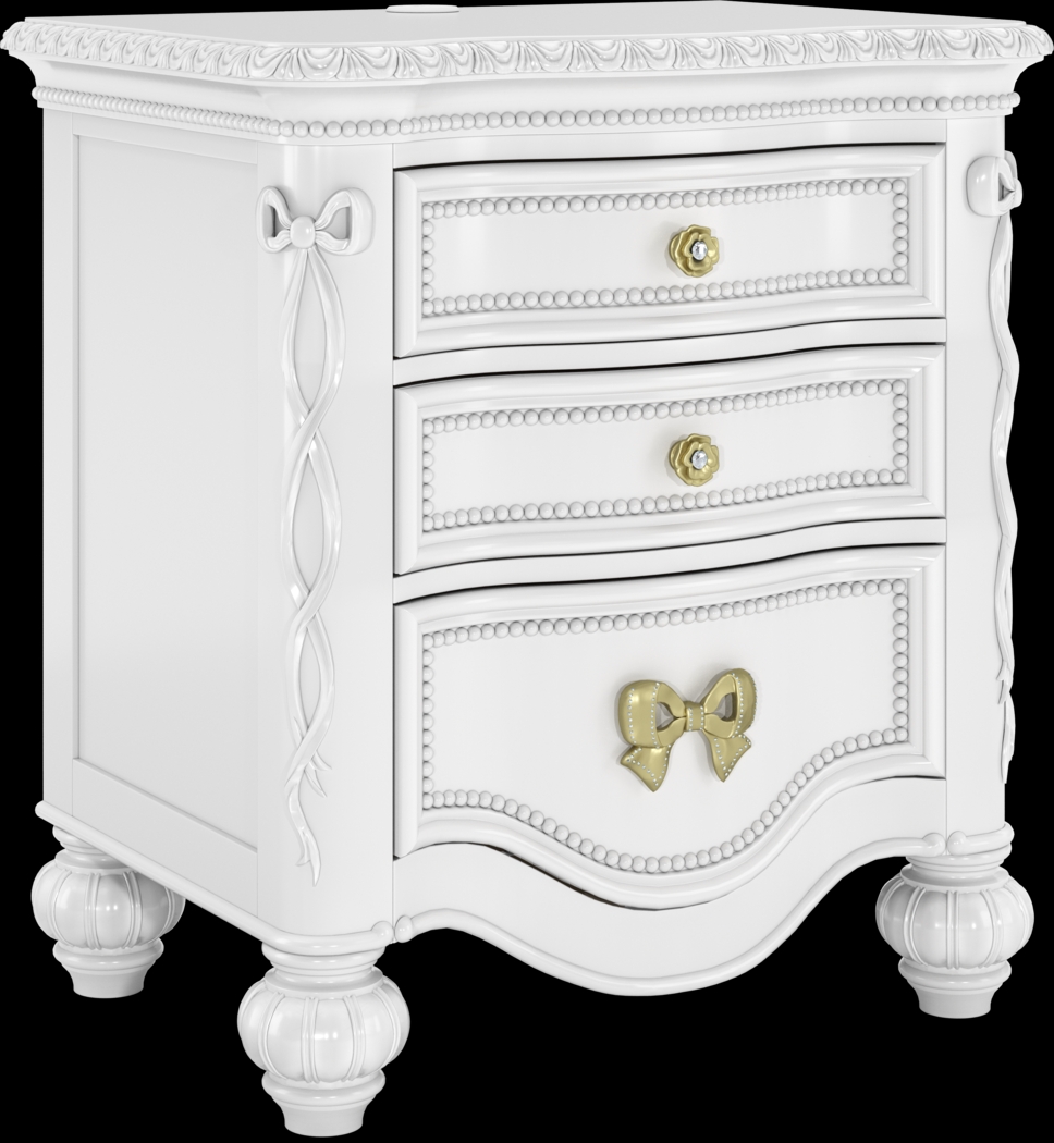 Disney Princess Sparkle White 3 Drawer Nightstand - Thumbnail - Image 2