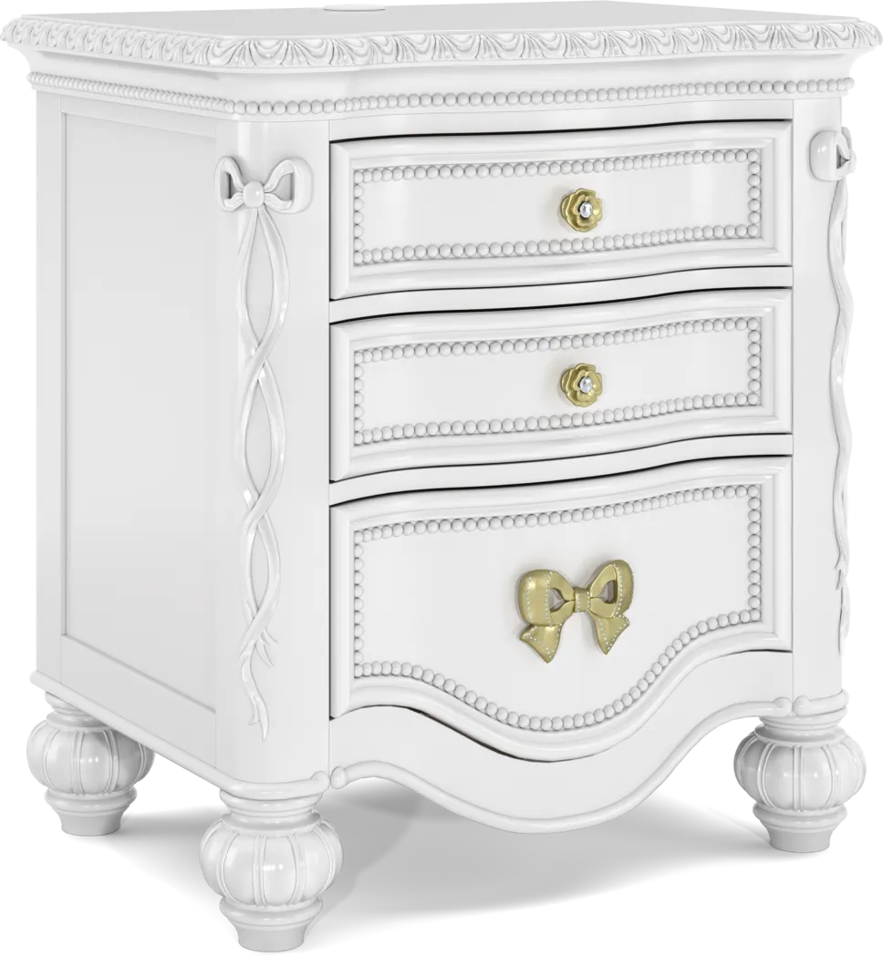 Disney Princess Sparkle White 3 Drawer Nightstand - Thumbnail - Image 2