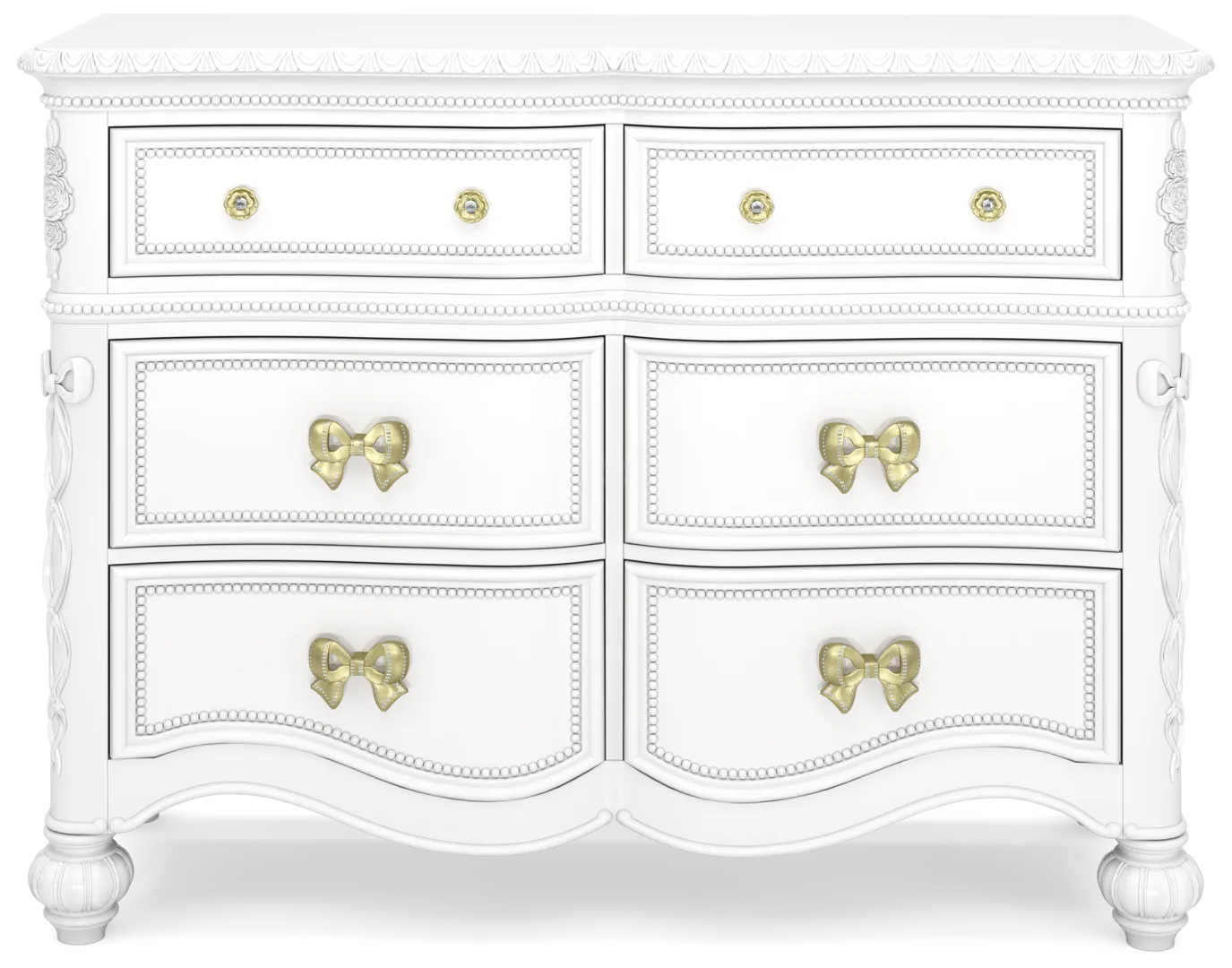 sparkle white 6 drawer dresser