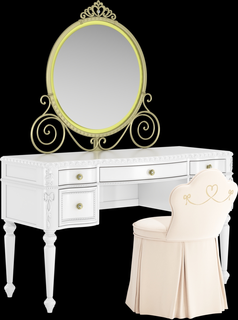 Disney Princess Sparkle White Desk with Carriage Mirror and Vanity Chair - Thumbnail - Image 5