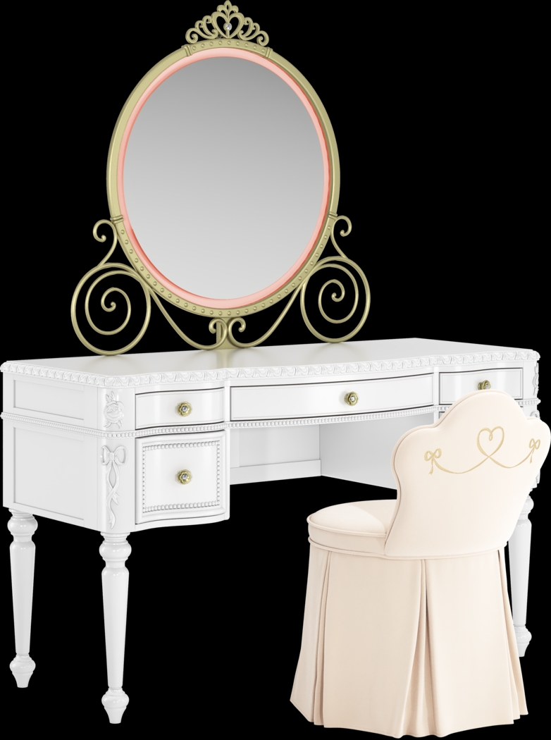 Disney Princess Sparkle White Desk with Carriage Mirror and Vanity Chair - Thumbnail - Image 7