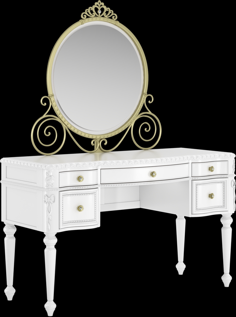 Disney Princess Sparkle White Desk with Carriage Mirror - Thumbnail - Image 2