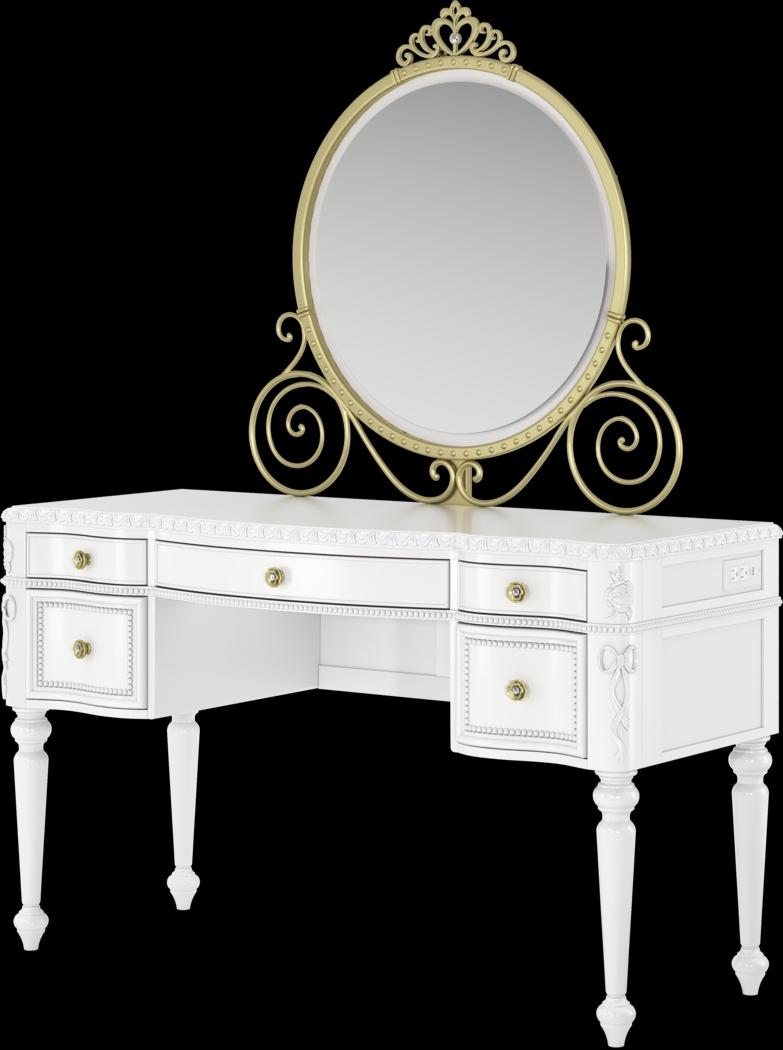 Disney Princess Sparkle White Desk with Carriage Mirror - Thumbnail - Image 3
