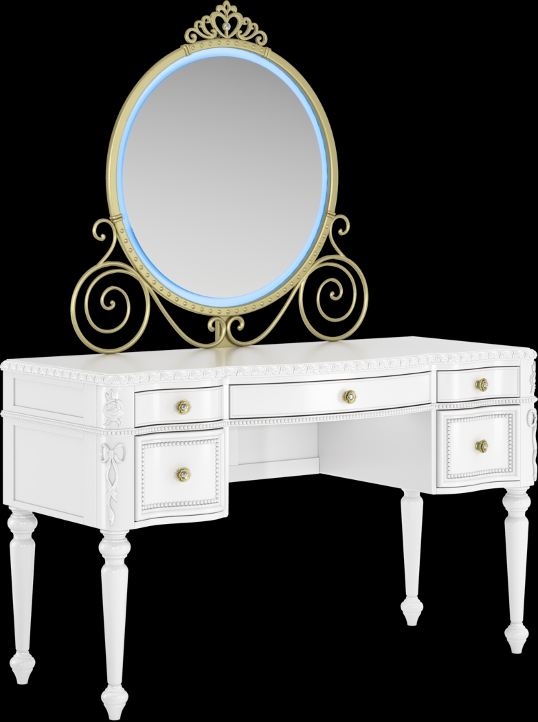 Disney Princess Sparkle White Desk with Carriage Mirror - Thumbnail - Image 4
