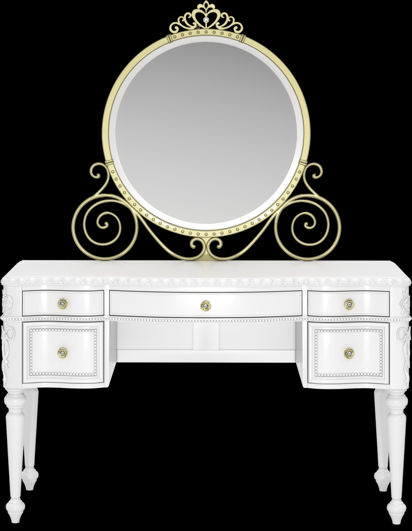 Disney Princess Sparkle White Desk with Carriage Mirror - Thumbnail - Image 1
