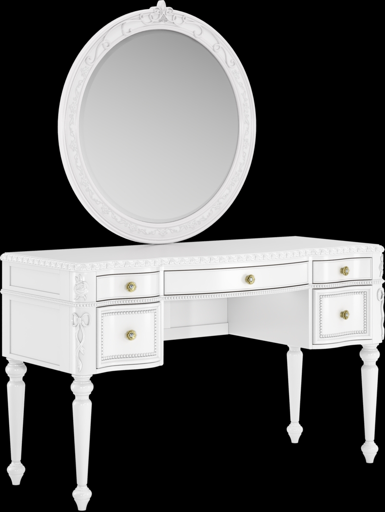 Disney Princess Sparkle White Desk with Round Mirror - Thumbnail - Image 2