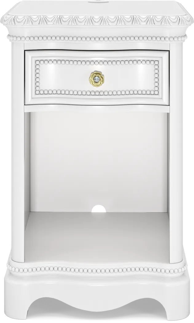 Disney Princess Sparkle White Single Drawer Nightstand - Thumbnail - Image 1