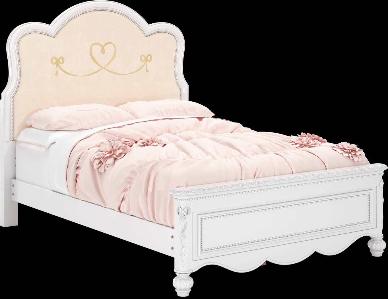Disney Princess Sparkle White Full Upholstered Panel Bed - Thumbnail - Image 1