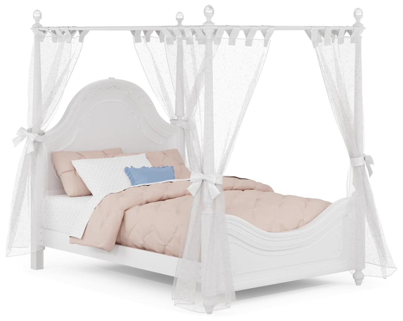 sparkle white 4 pc full canopy bed