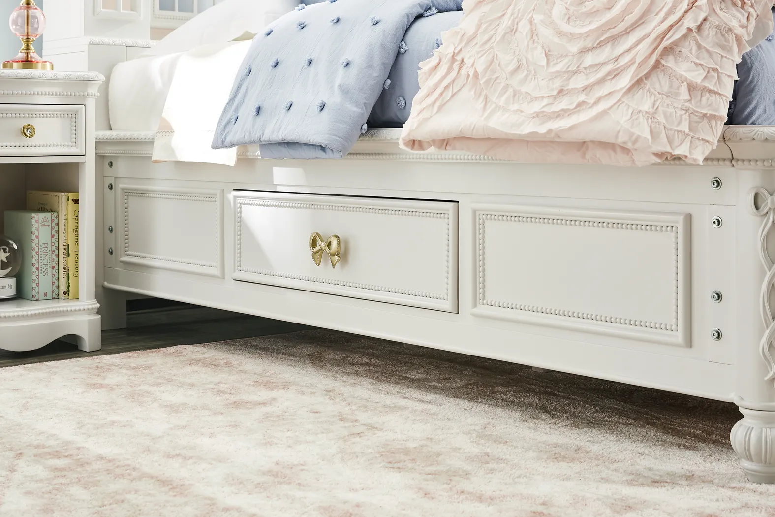 Disney Princess Sparkle White Full Castle Bed With Storage Side Rails - Thumbnail - Image 2