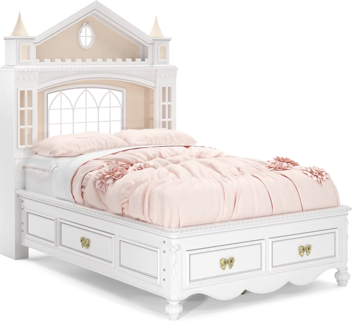 Disney Princess Sparkle White Full Castle Storage Bed - Thumbnail - Image 1