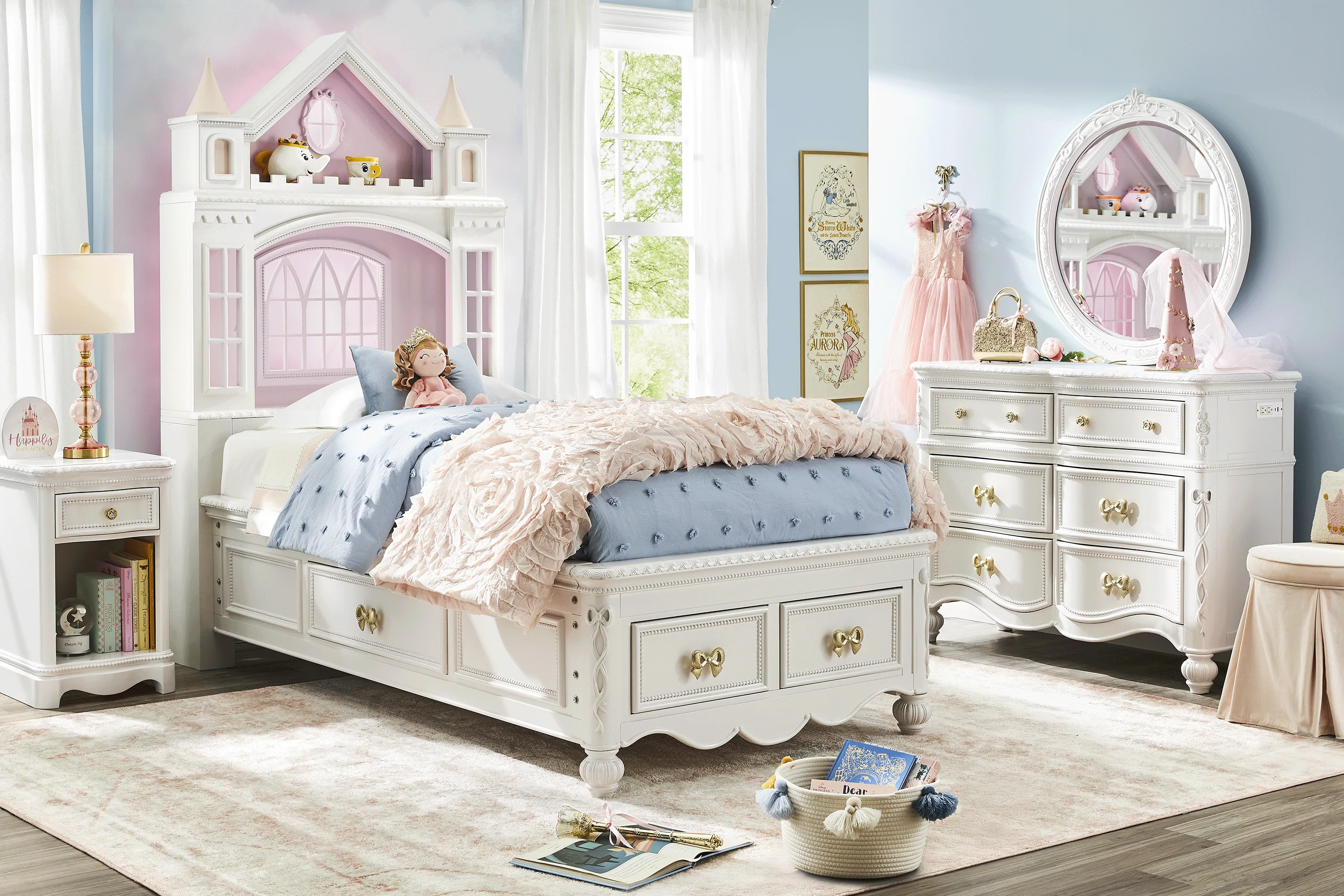 Disney Princess Sparkle White Full Castle Storage Bed - Thumbnail - Image 2