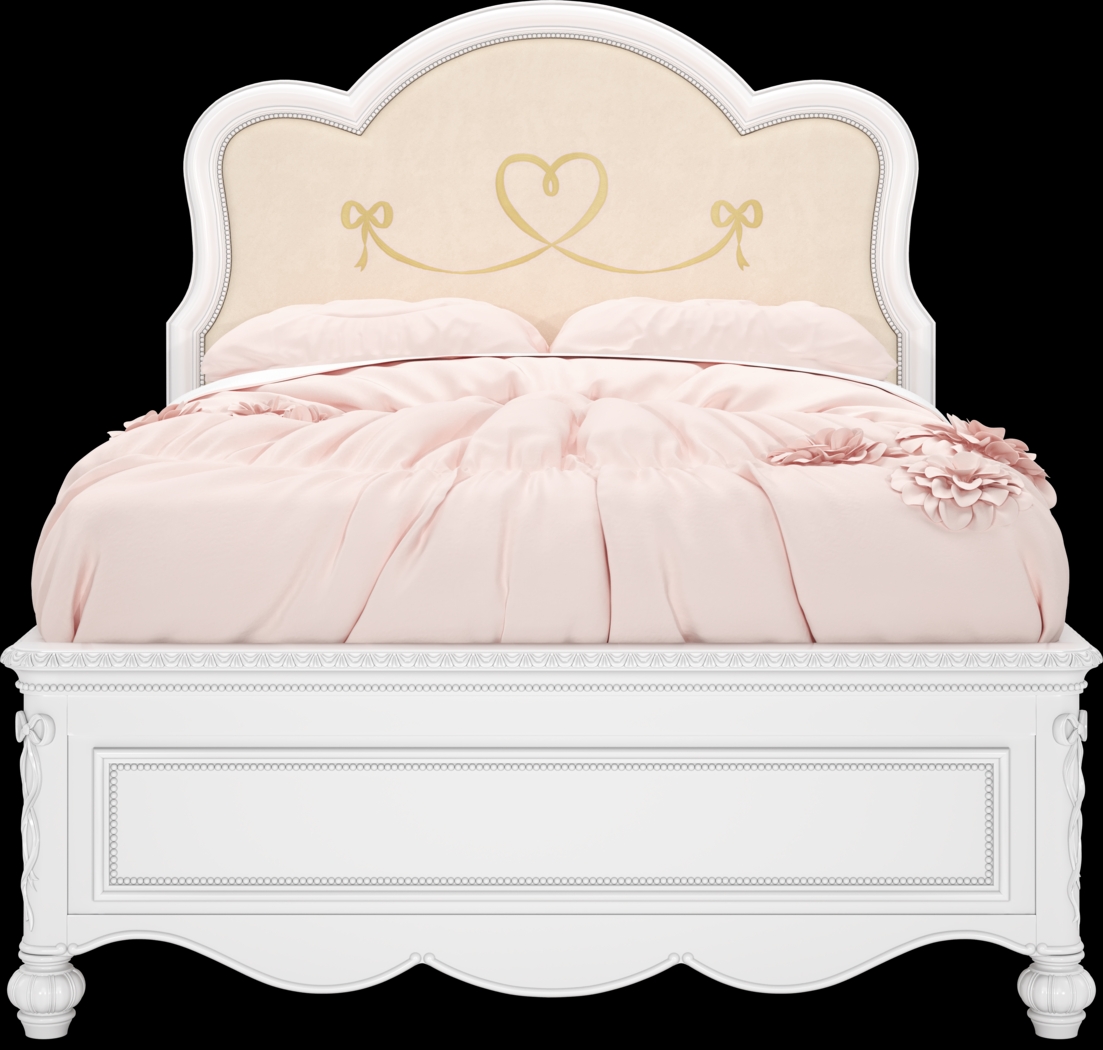Disney Princess Sparkle White Full Upholstered Panel Bed with Storage Side Rails - Thumbnail - Image 2