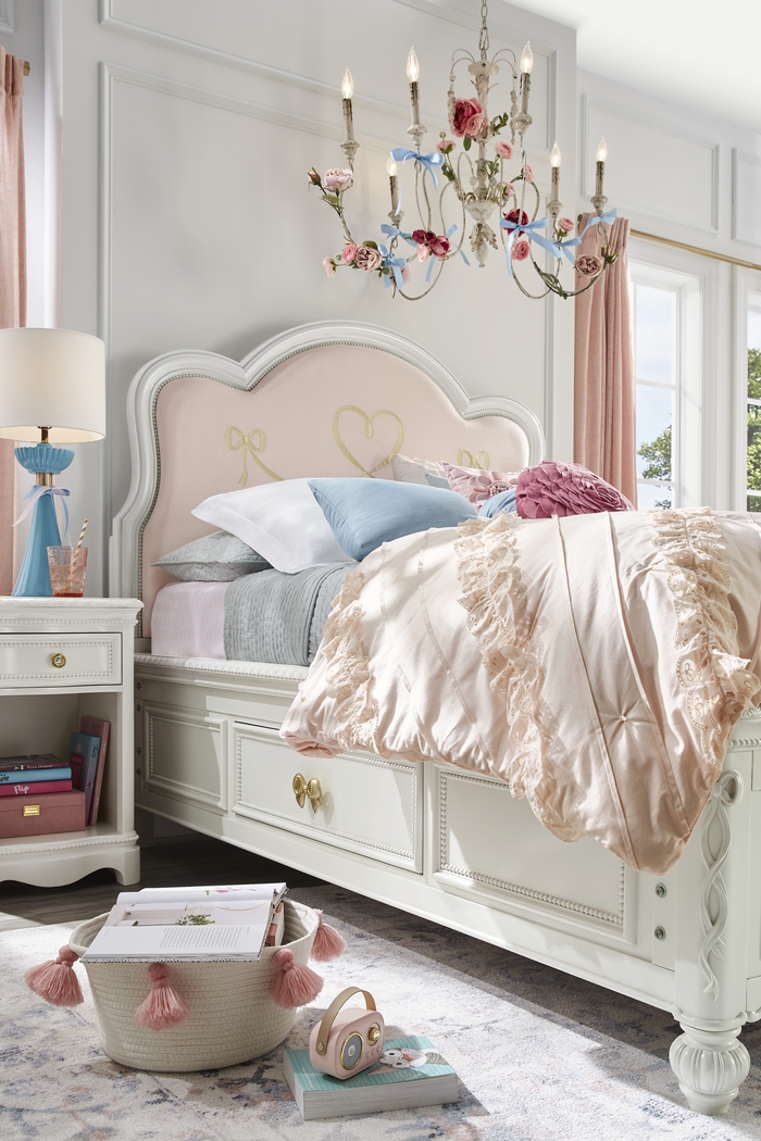 Disney Princess Sparkle White Full Upholstered Panel Storage Bed - Thumbnail - Image 3