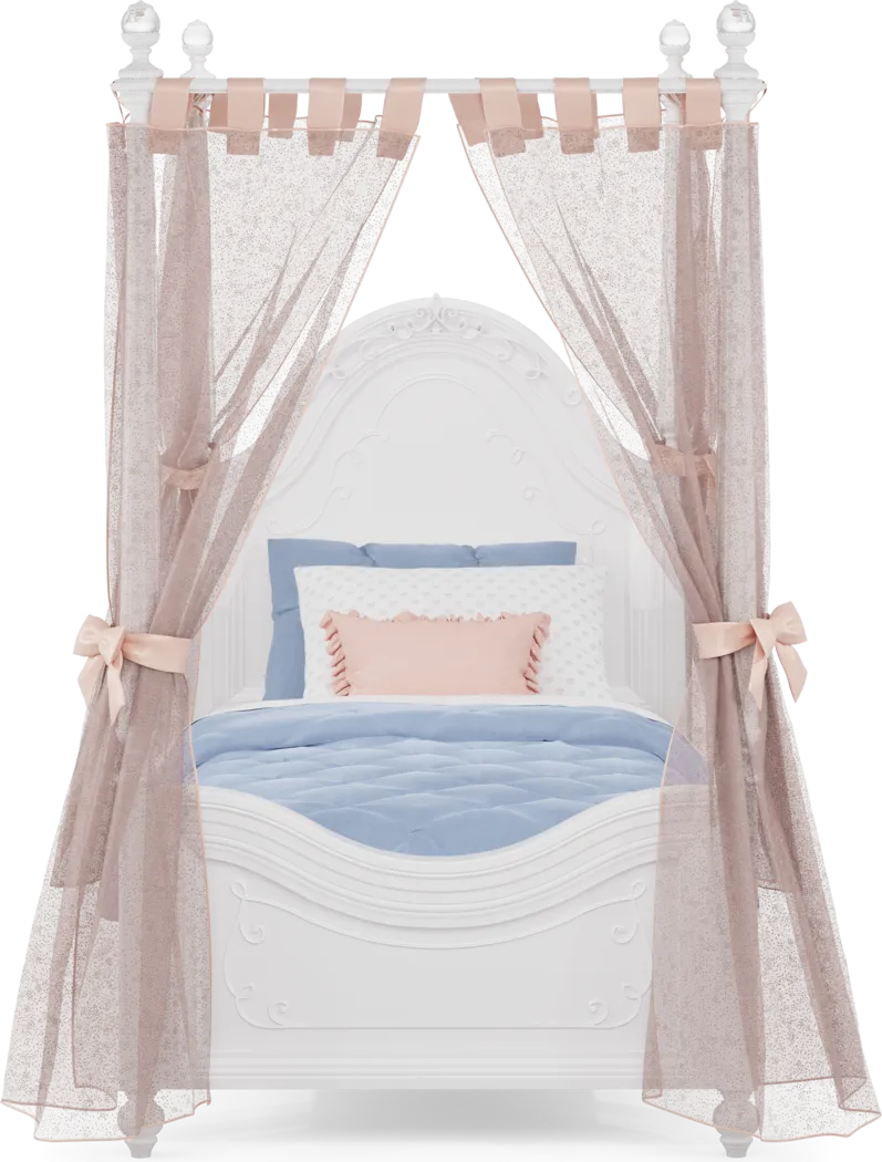 Disney Princess Sparkle White Twin Canopy Bed with Pink Canopy Fabric - Thumbnail - Image 2