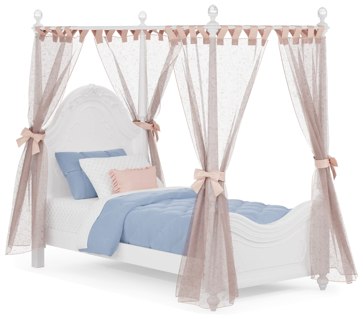 pink 4 pc twin canopy bed