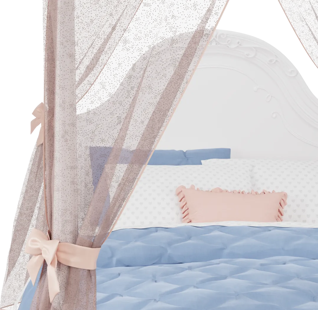 Disney Princess Sparkle White Full Canopy Bed with Pink Canopy Fabric - Thumbnail - Image 3