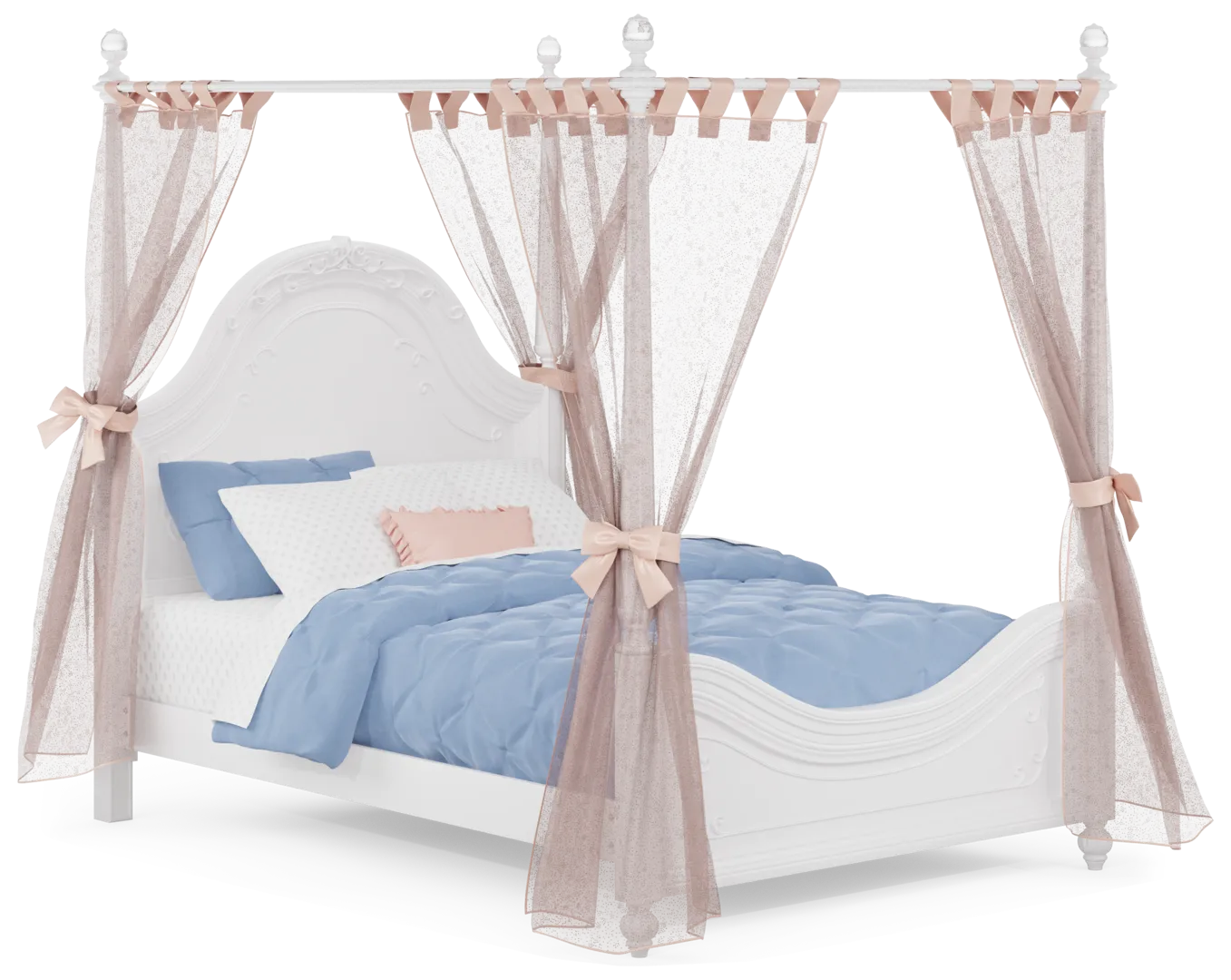 pink 4 pc full canopy bed