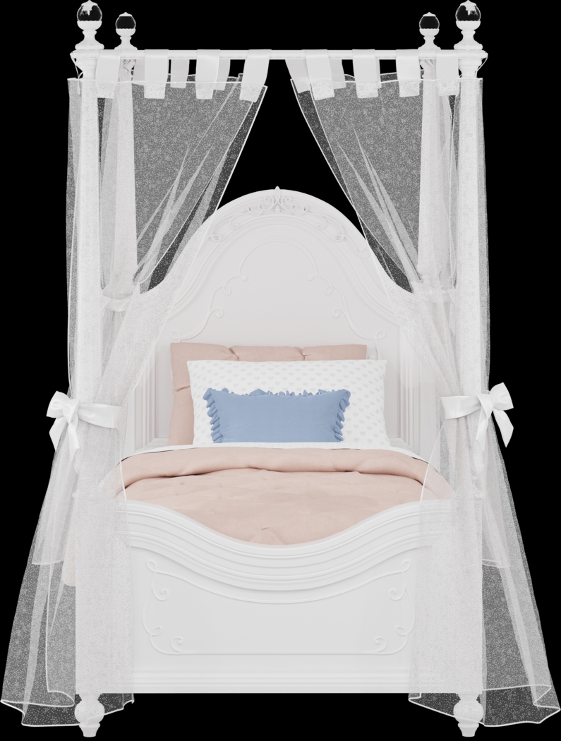 Disney Princess Sparkle White Twin Canopy Bed with White Canopy Fabric - Thumbnail - Image 3