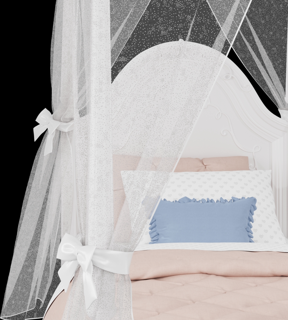 Disney Princess Sparkle White Twin Canopy Bed with White Canopy Fabric - Thumbnail - Image 4