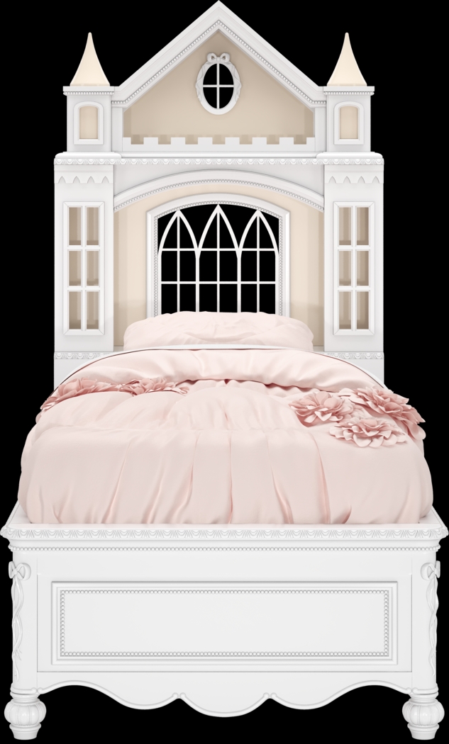 Disney Princess Sparkle White Twin Castle Bed with Storage Side Rails - Thumbnail - Image 2
