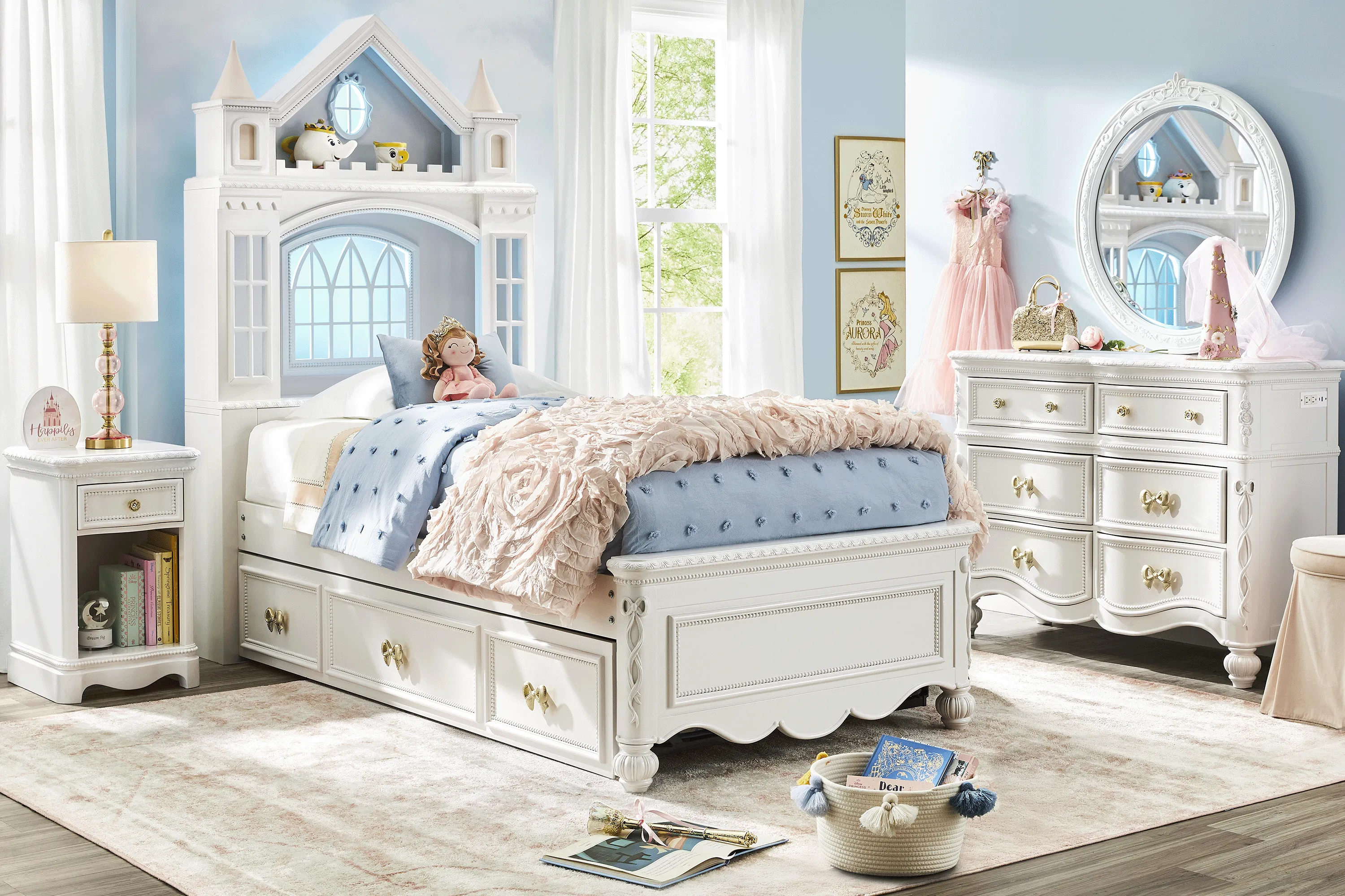 Disney Princess Sparkle White Twin Castle Bedroom - Thumbnail - Image 2