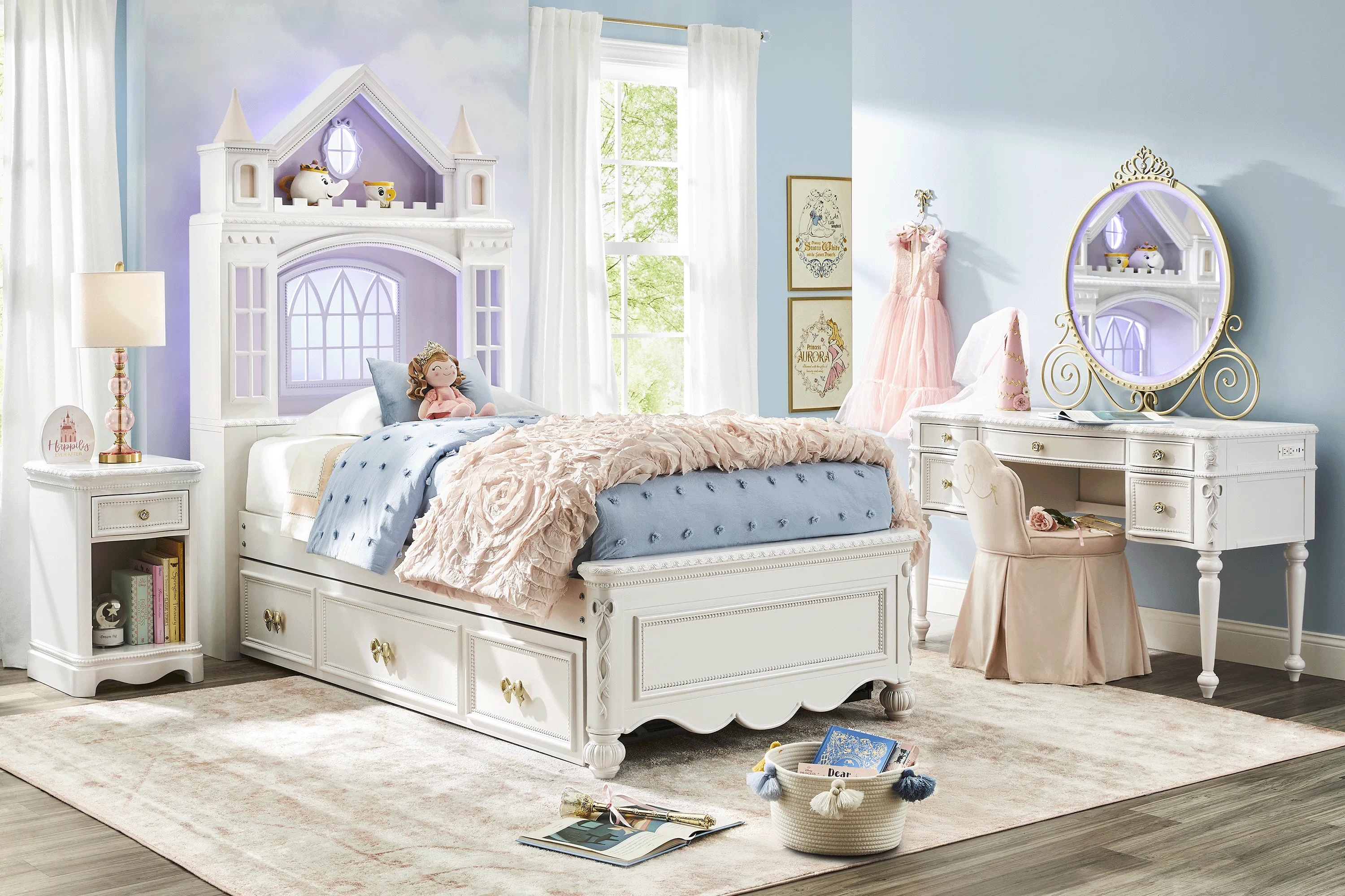 Disney Princess Sparkle White Twin Castle Bedroom - Thumbnail - Image 4