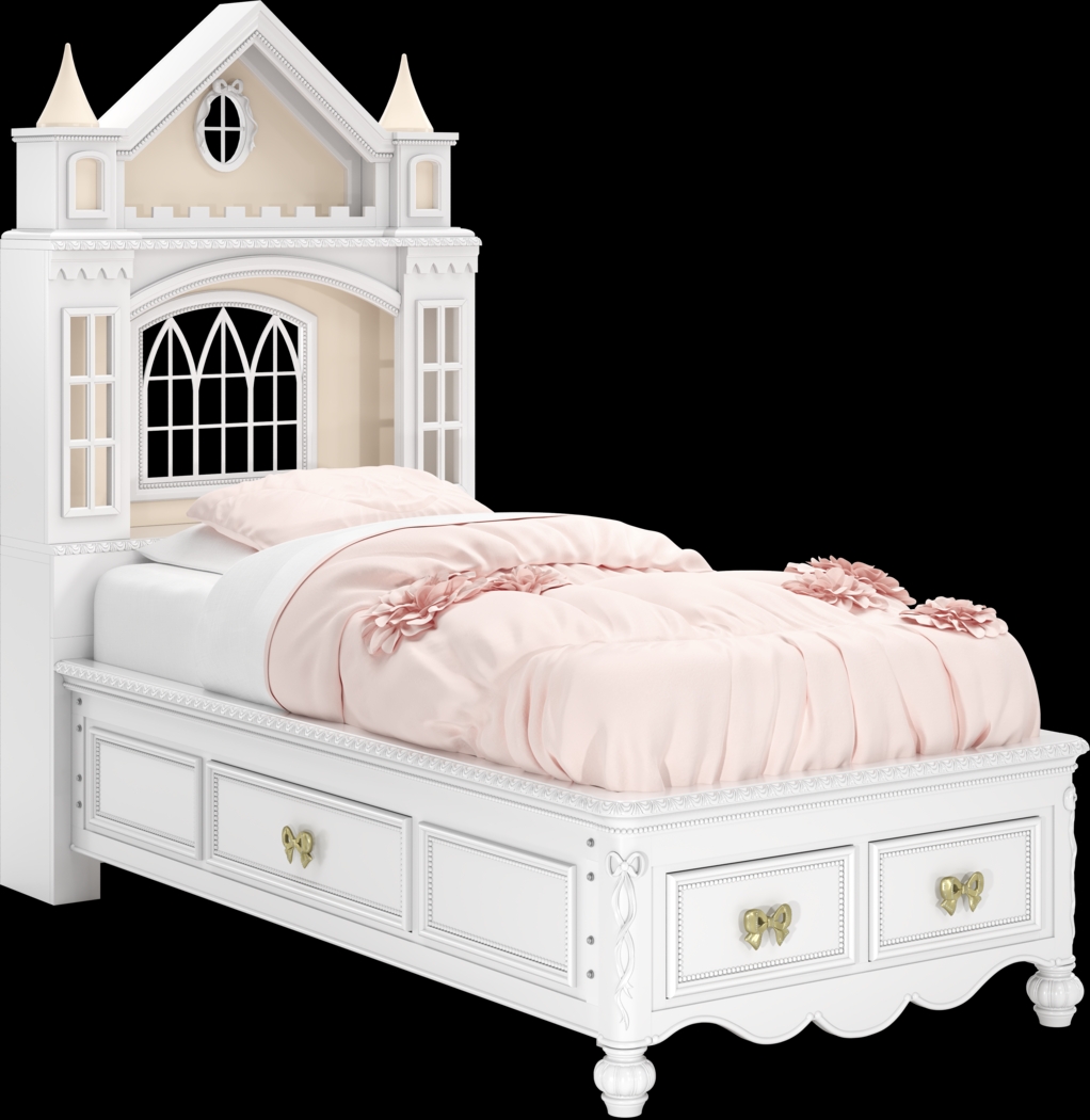 Disney Princess Sparkle White Twin Castle Storage Bed - Thumbnail - Image 1