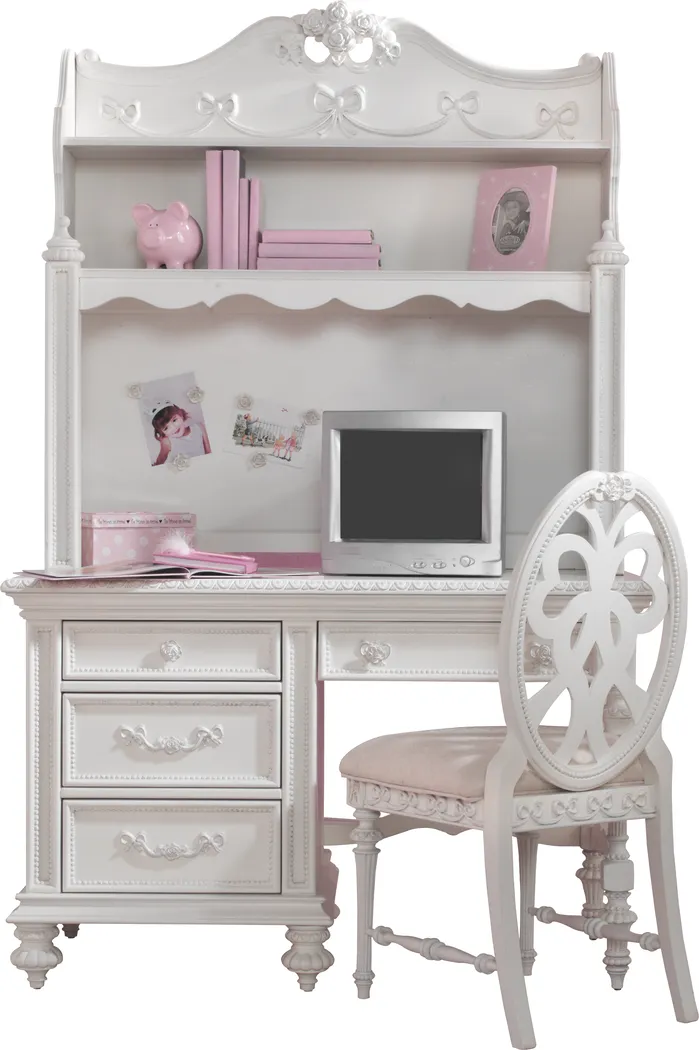 Disney Princess White 2 Pc Computer Desk and Hutch - Thumbnail - Image 1