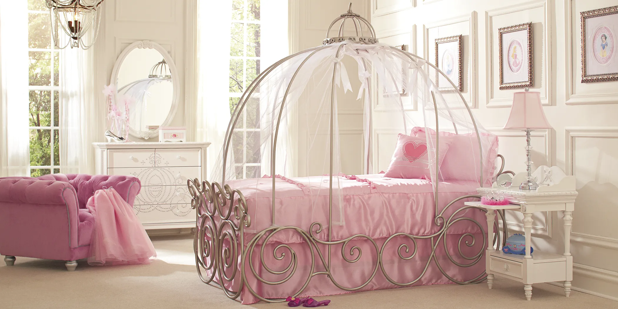 Disney Princess White 6 Pc Twin Carriage Bedroom - Thumbnail - Image 1