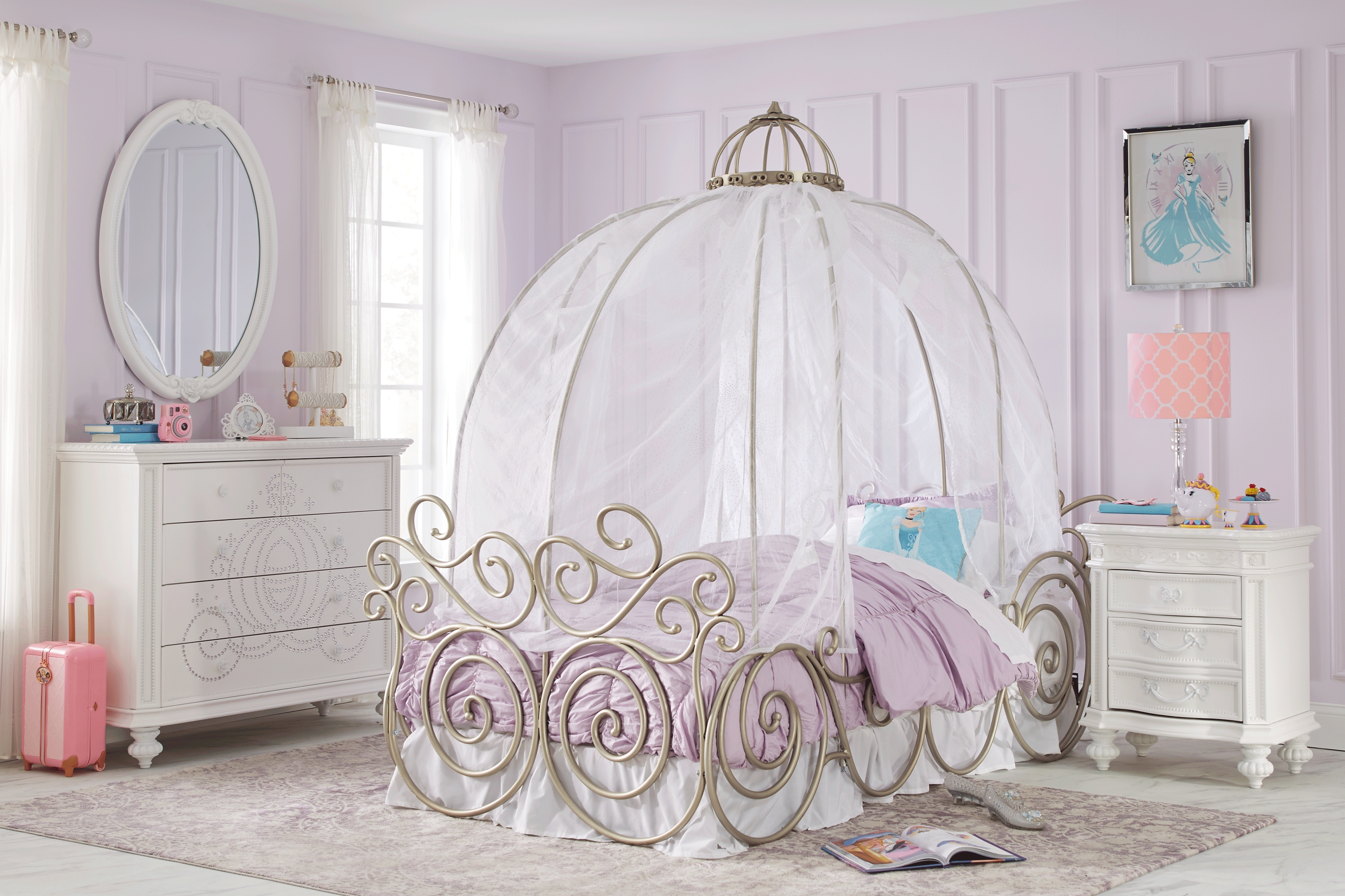 Disney Princess Fairytale Metal 5 Pc Twin Carriage Bed - Thumbnail - Image 2