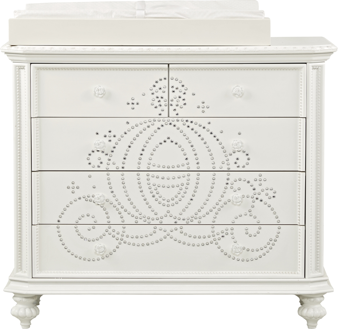 Disney Princess Fairytale White Jeweled Carriage Cabinet with Changing Topper and Pad - Thumbnail - Image 1