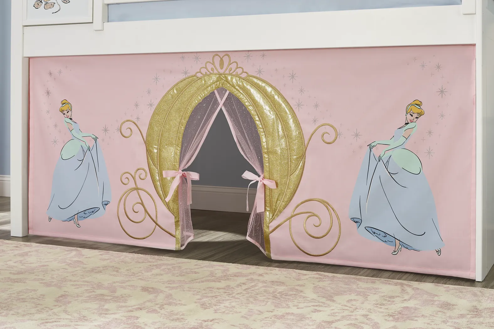 Disney Princess White Twin Low Loft with Activity Panel, Tent & Tower - Thumbnail - Image 2