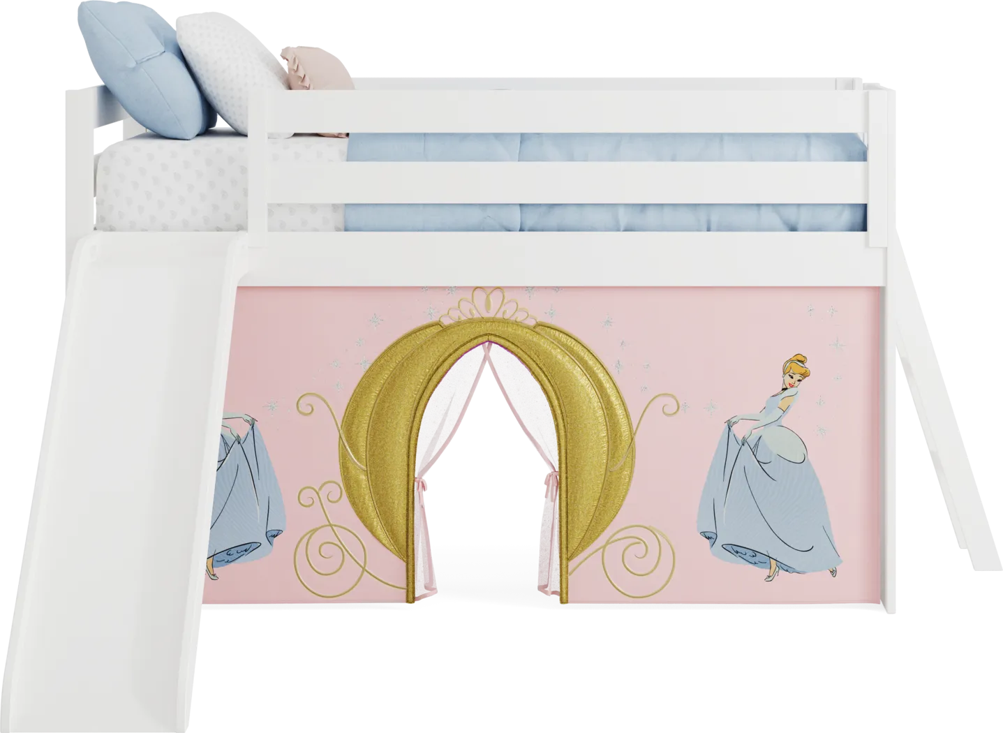 Disney Princess White Twin Low Loft with Slide - Thumbnail - Image 3