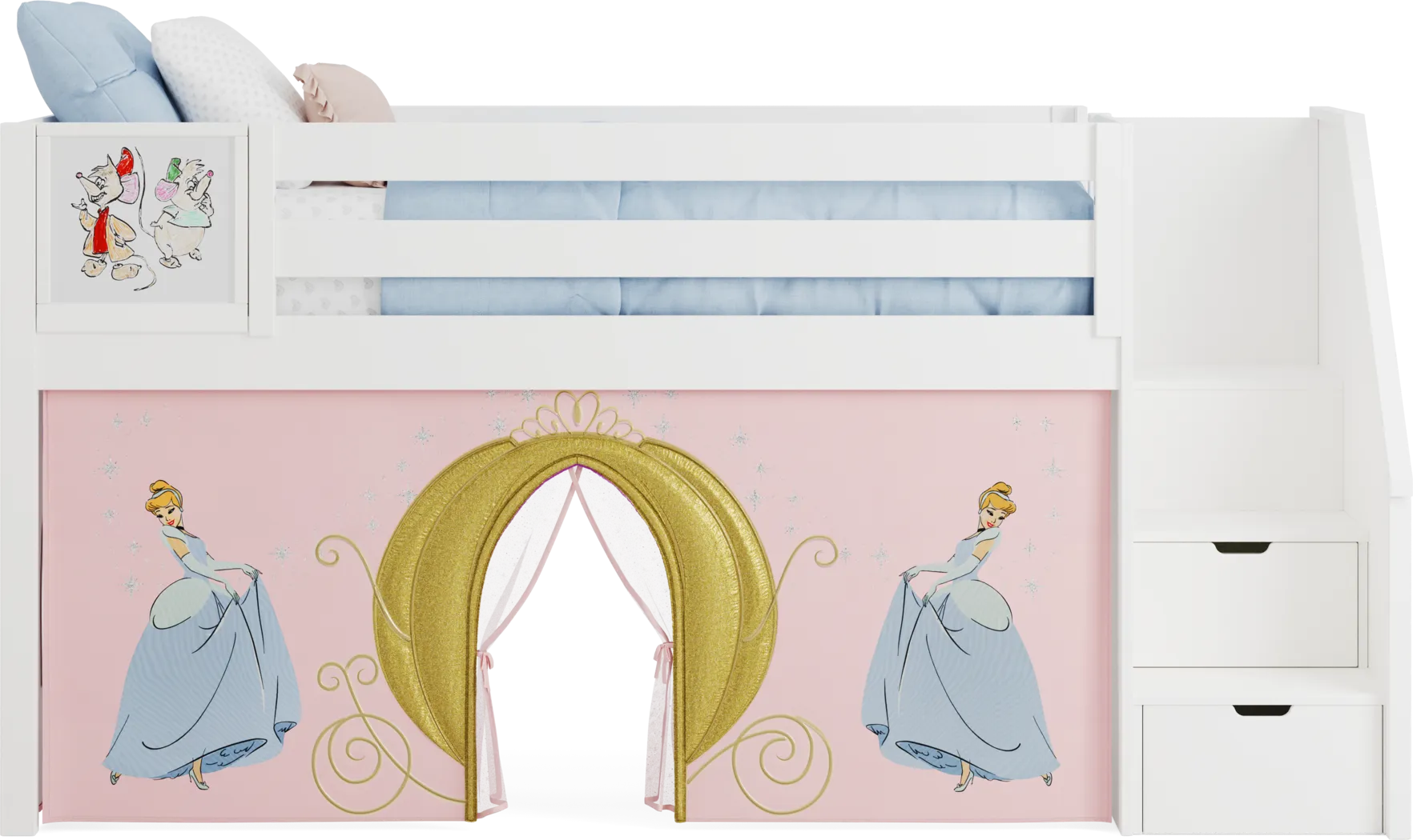 Disney Princess White Twin Low Step Loft with Activity Panel - Thumbnail - Image 2
