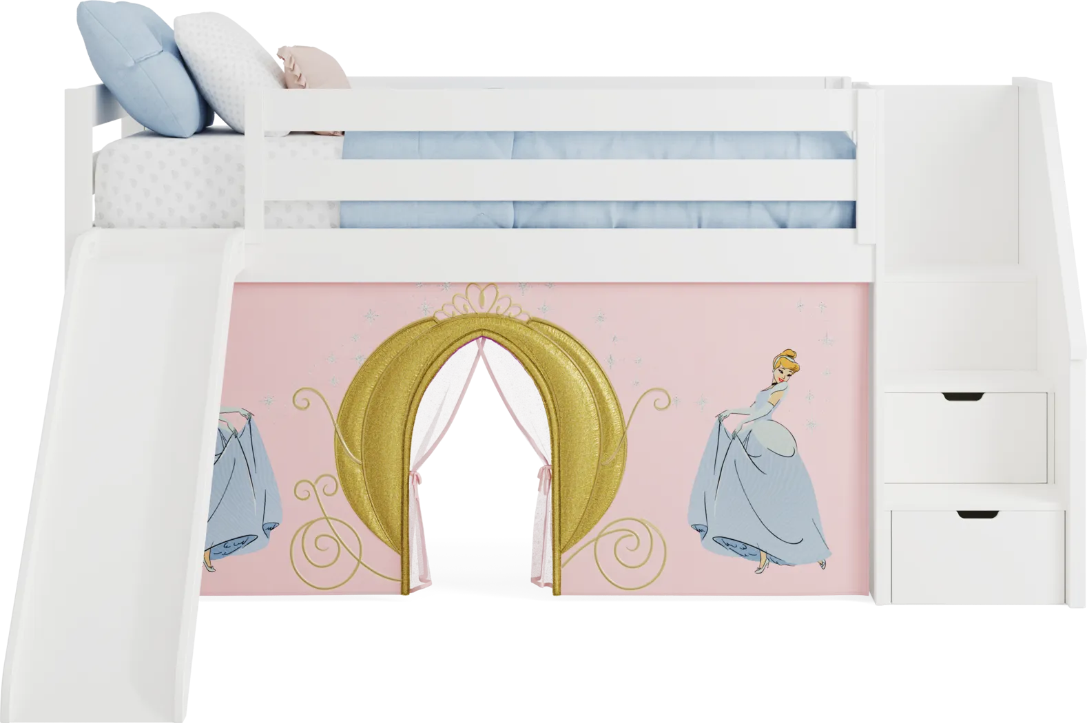 Disney Princess White Twin Low Step Loft with Slide - Thumbnail - Image 3