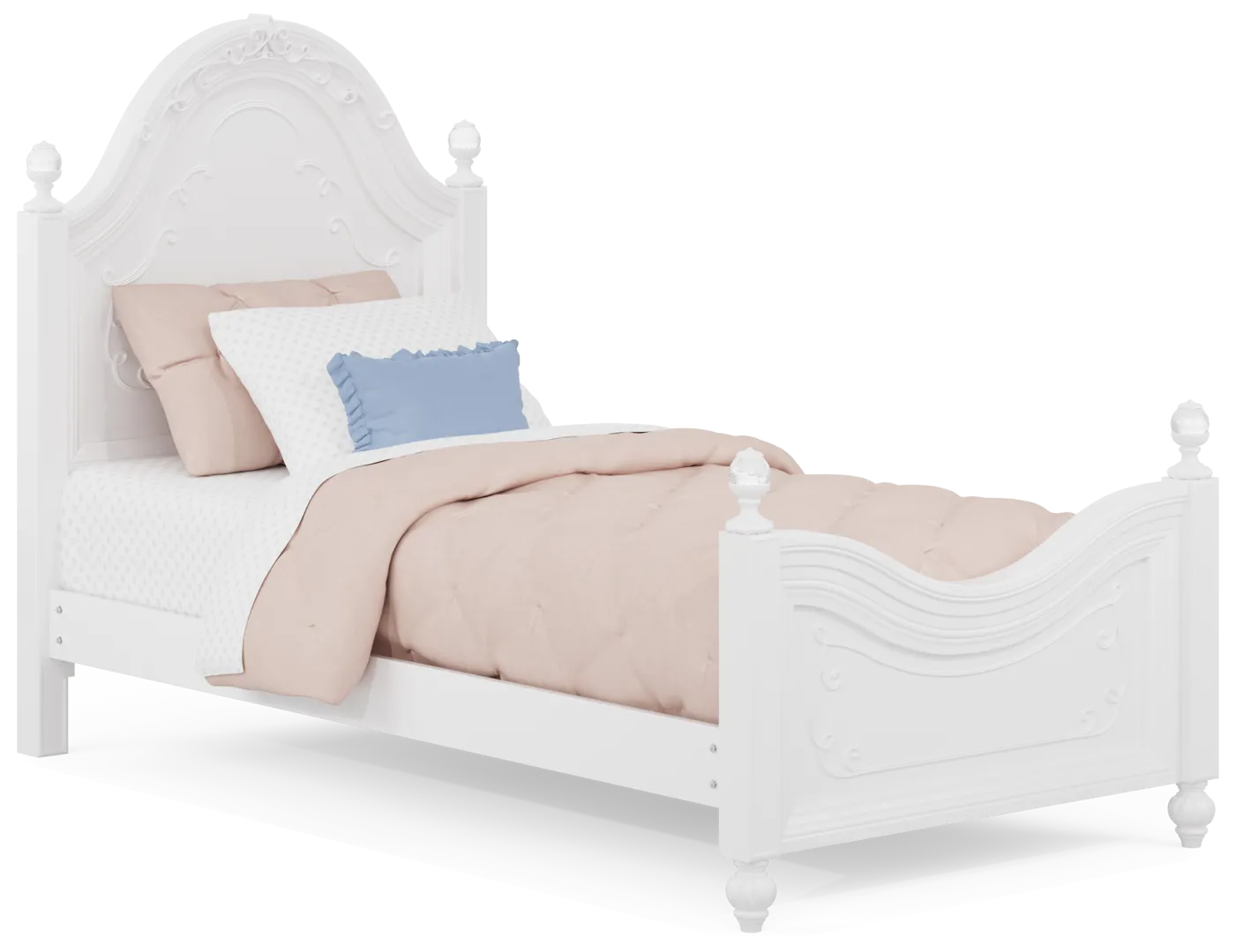 sparkle white 3 pc twin panel bed