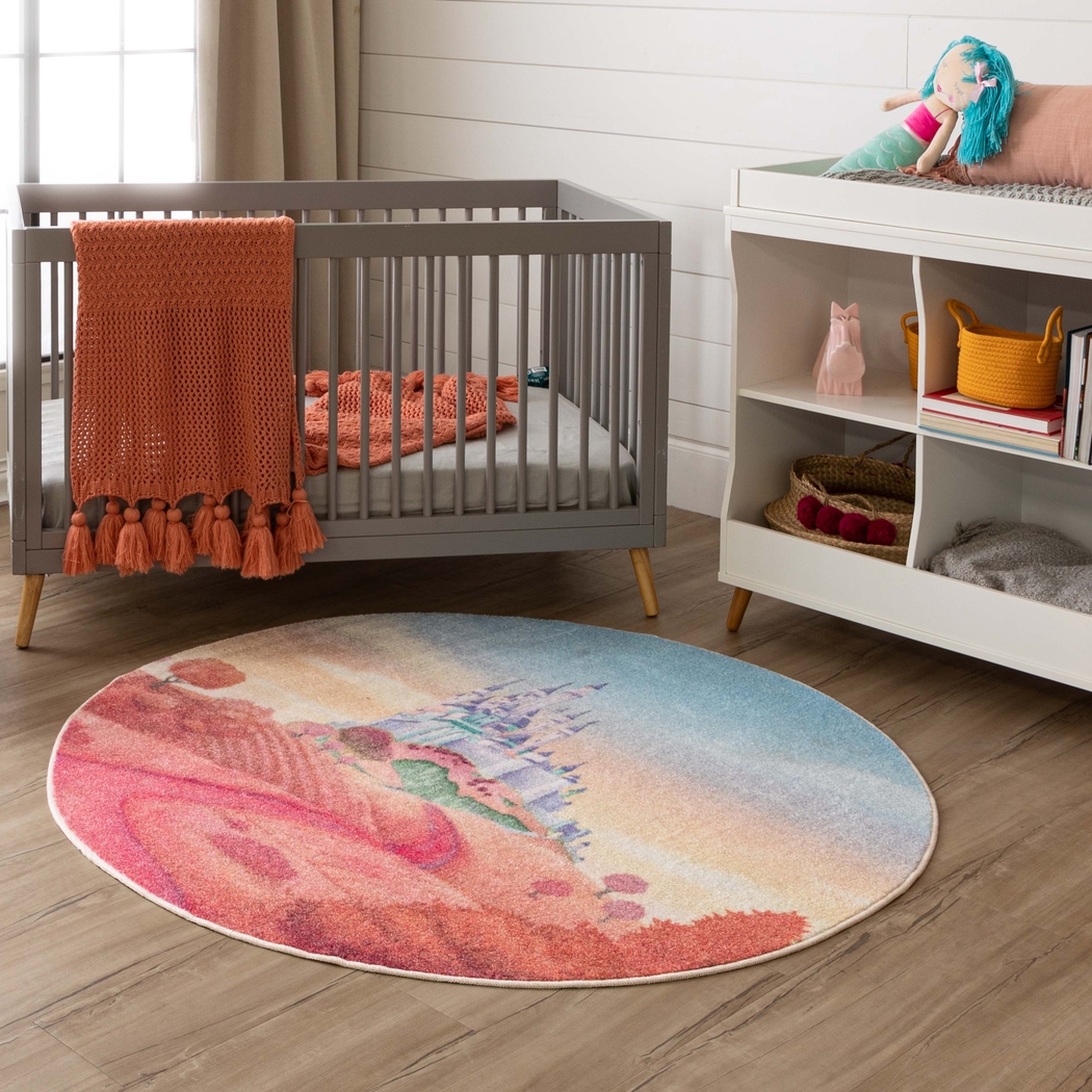 Disney's Princess Castle Pink 5' Round Rug - Thumbnail - Image 2